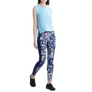 Josie Natori Womens High Low Sleeveless Keyhole Knit Muscle Tank Top Small Blue